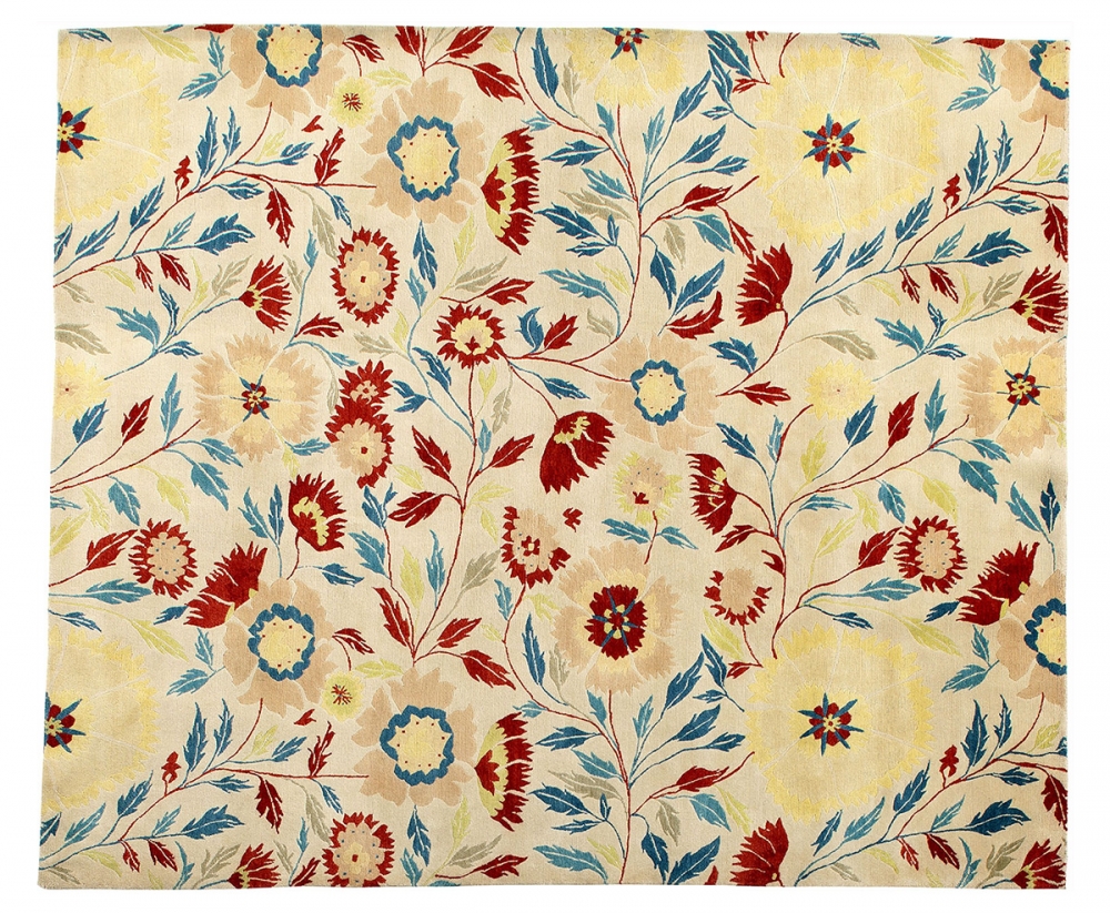 Цветы и листья. Автор Maurice Crozet. 1924 г.<br />Париж, Франция. Повтор соткан в Непале.<br />Состав шерсть. Размер : 253×297 см. (005497)