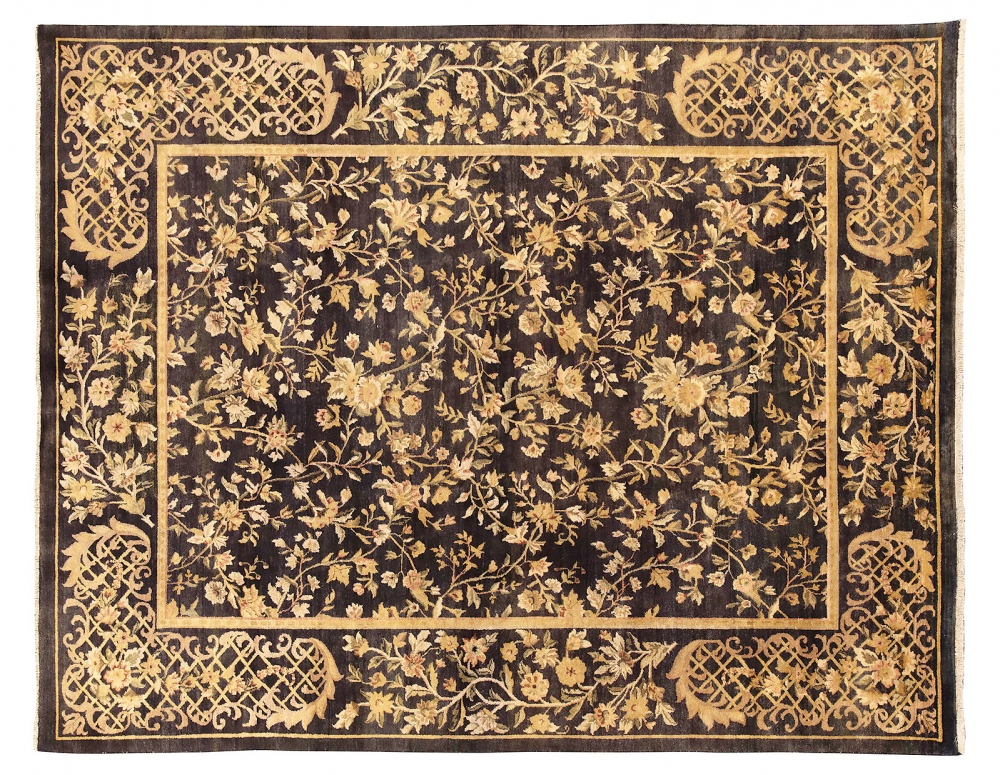 Цветы. Повтор дизайна мануфактуры "Обюссон", 2-ая половина<br />19 века. Реплика. Состав шерсть. Ковер соткан в Индии.<br />Размер : 245x305 см. (006704)