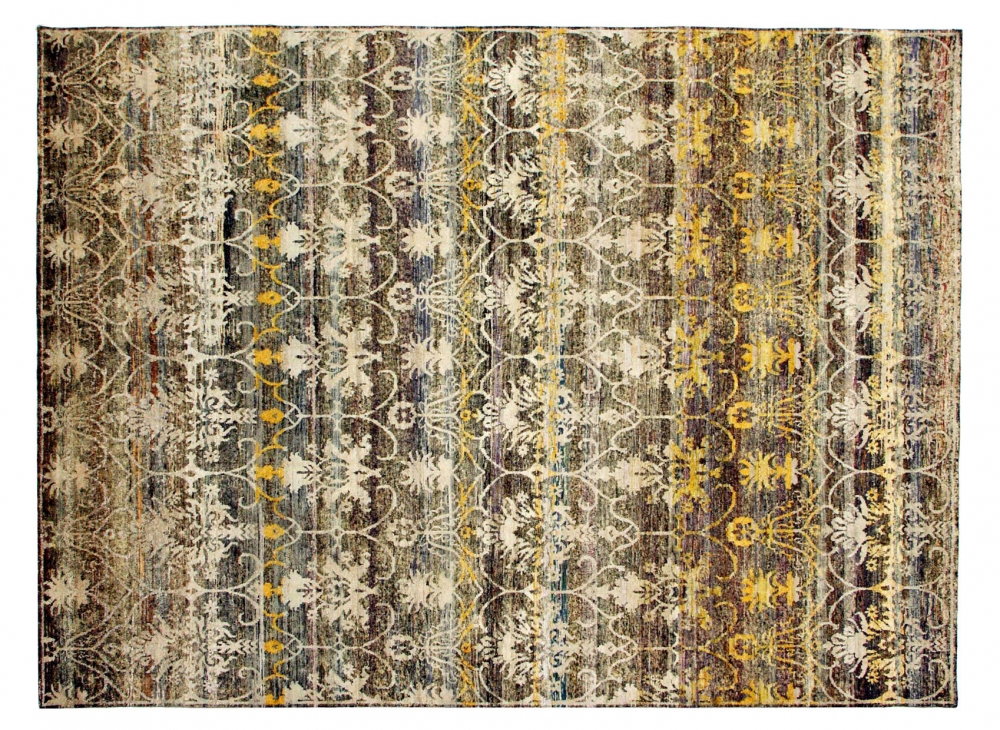 Дамаск. Текстильный дизайн 17 века.<br />Ковер соткан в Джайпуре (Индия).<br />Шёлк Сари. Размер : 244х312 см. (004412)