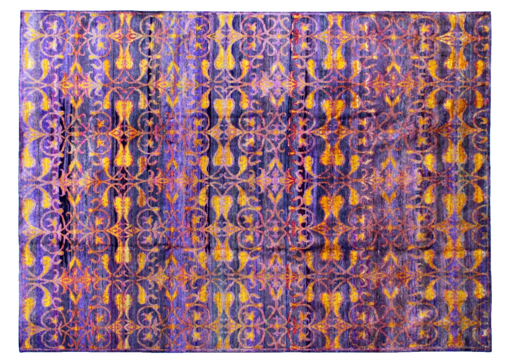 Дамаск. Текстильный дизайн 17 века.<br />Ковер соткан в Джайпуре (Индия).<br />Шёлк Сари. Размер : 268х371 см. (004960)