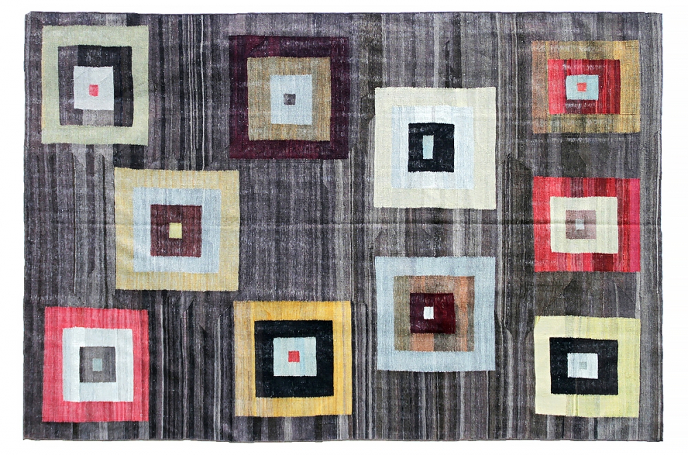 Гобелен "Геометрия". Текстильный дизайн 1960-70-е гг.<br />Реплика. Ручная работа. Состав шерсть.<br />Размер : 192х285 см. (004964)