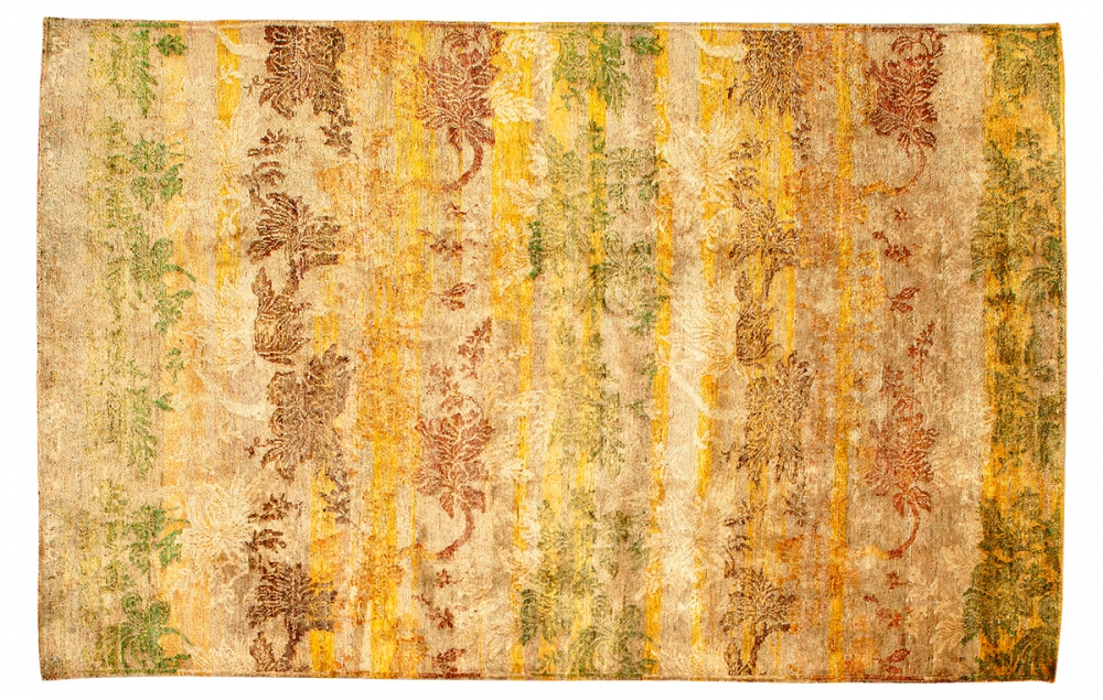 Арт Нуво. Текстильный дизайн 1905-10 гг.<br />Ковер соткан в Джайпуре (Индия).<br />Шёлк Сари. Размер : 185х274 см. (005084)