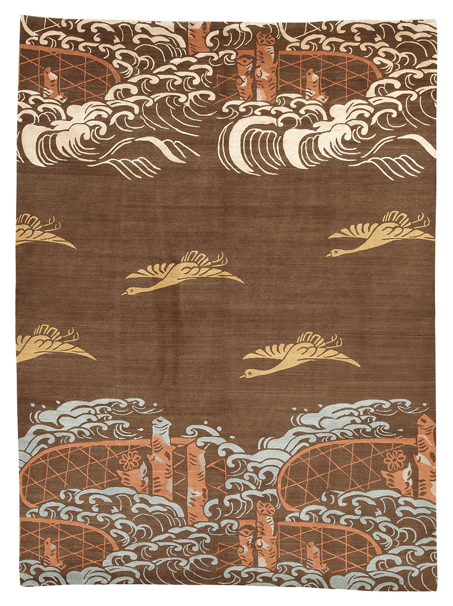 Полет Японских Журавлей. Ар деко. 1920-30 г.г.<br />Повтор соткан в Тибете. Состав шерсть.<br />Размер : 254х343 см. (006573)