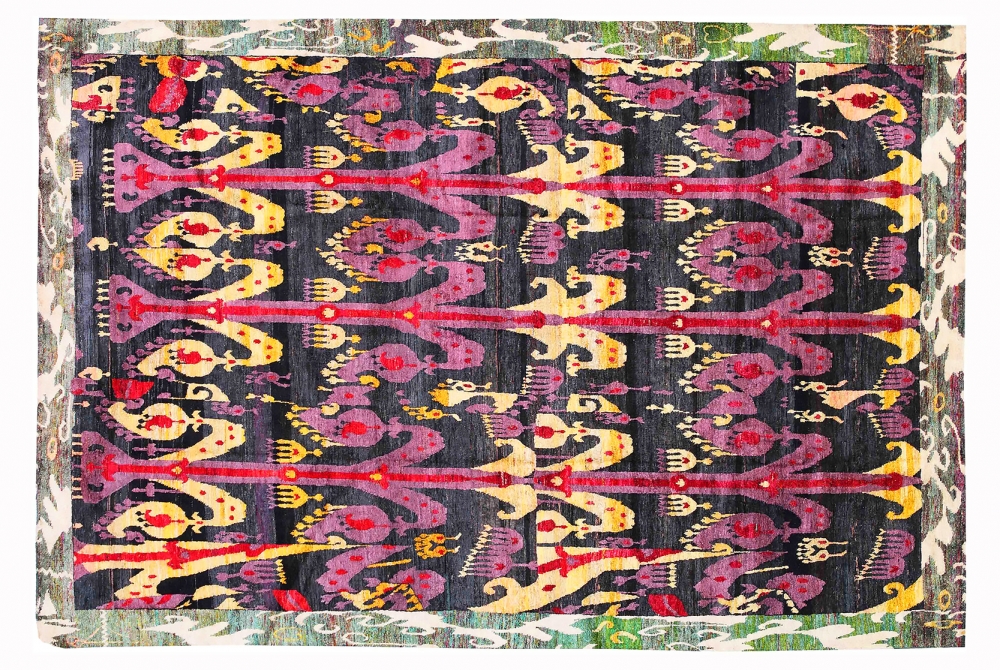 Икат №12. Дизайн Марк Патлис.<br />Ковер соткан в Джайпуре (Индия).<br />Шёлк Сари. Размер : 230х326 см. (004262)